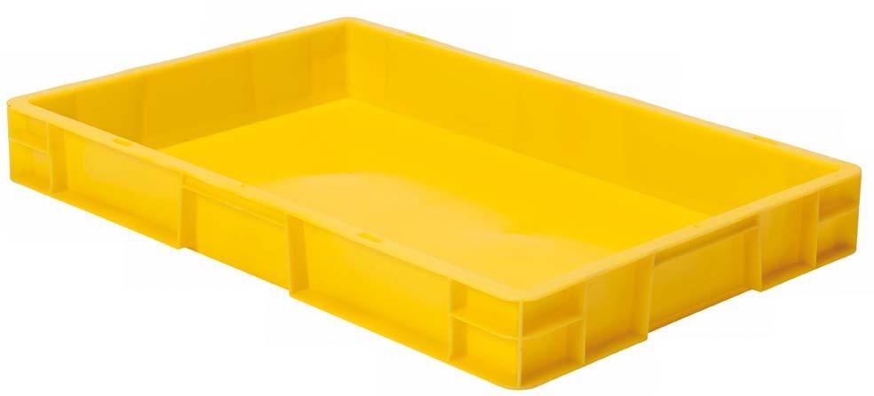 Transport-Stapelkasten B600xT400xH75 mm gelb, geschlossen ohne Griffloch