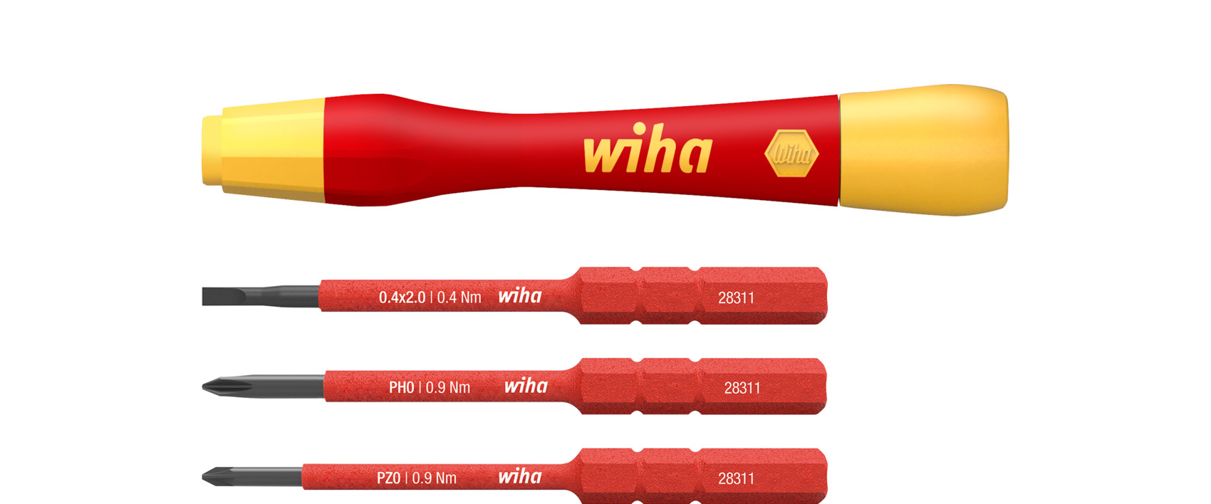 Wiha Feinschraubendreher Set PicoFinish® slimVario® electric Schlitz, Phillips, Pozidriv mit 3 slimBits (43167)