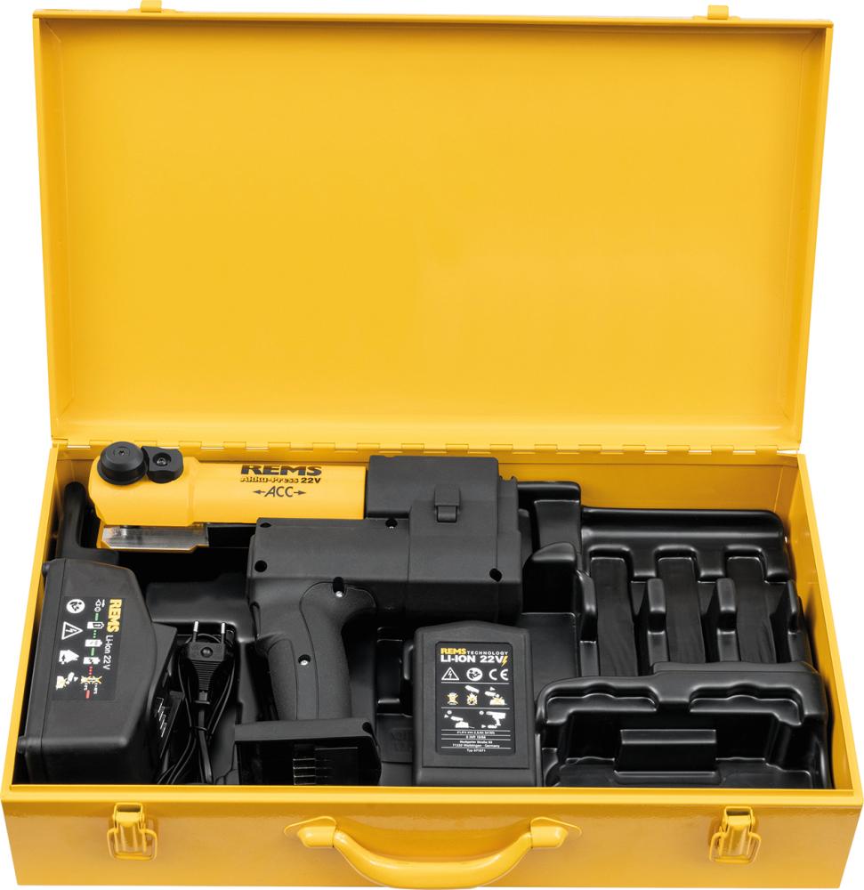 Akku-Press 22 V ACC Basic-Pack Stahlblechk. D 10-108(110) mm,D 3/8-4"f. Pressverbindungen Rems