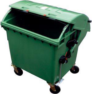 Müllcontainer Kunststoff 1,1 cbm Runddeckel grün