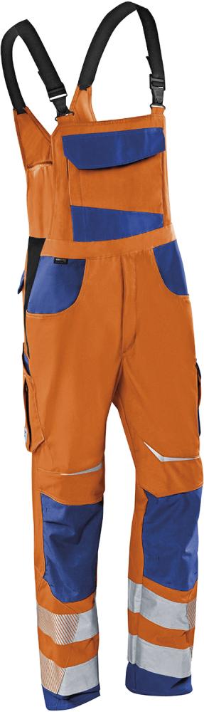 Latzhose, warnorange/kornblau, Gr.48 REFLECTIQ