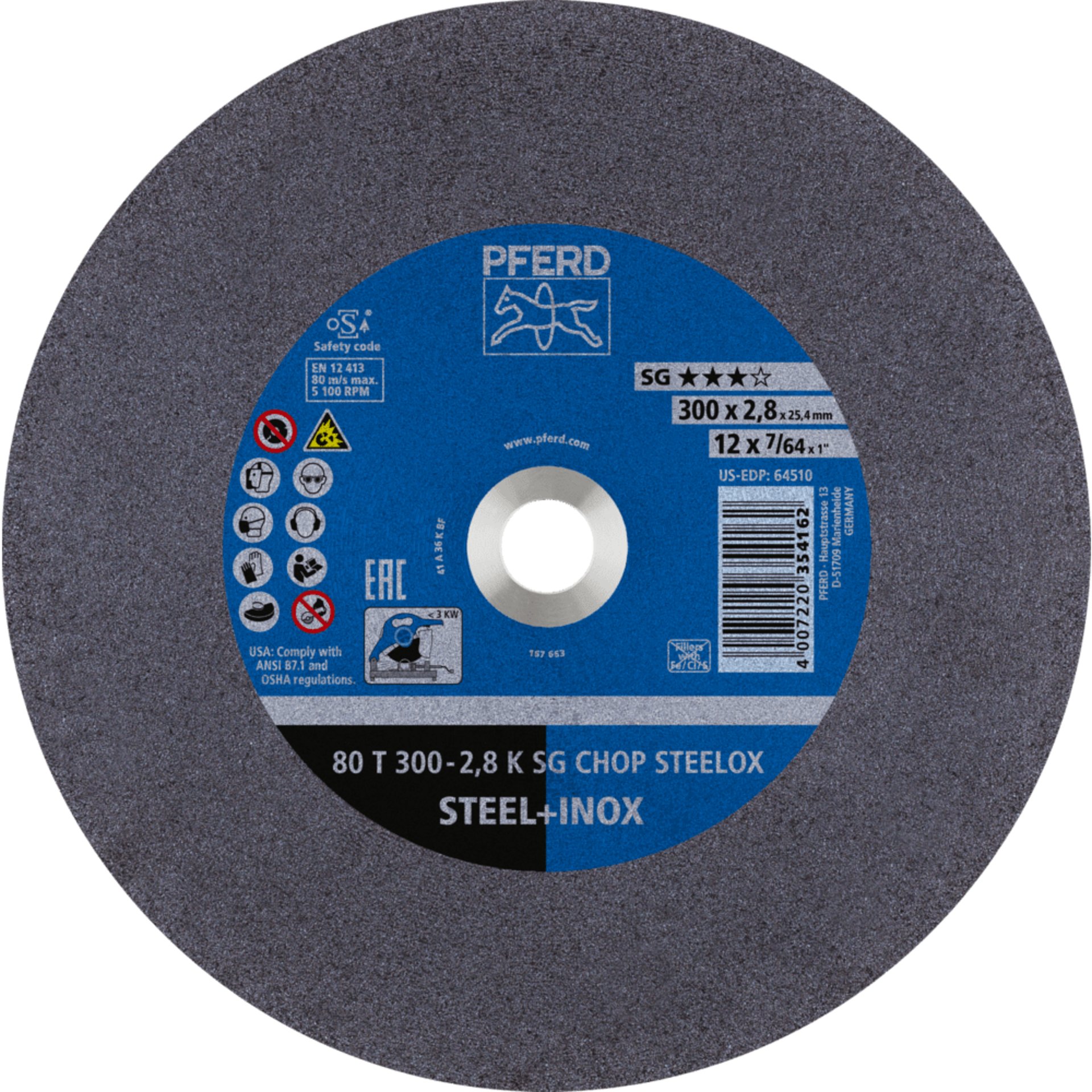 PFERD TOOLS CHOPSAW stat. Trennscheiben 80 T 300-2,8 K SG CHOP STEELOX/25,4