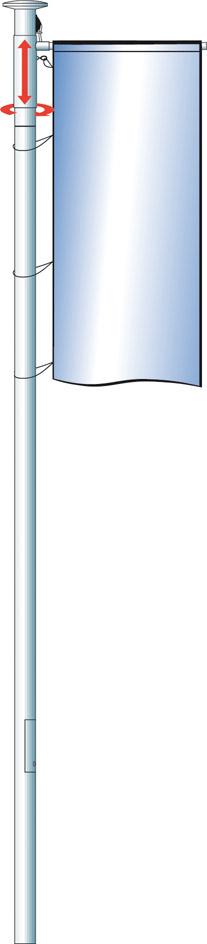 Aluminium-Fahnenmast zyl.m.Ausleger, 360G D100 mm HüB 10,0 m, H-DKA/1,5 m Kippgelenk