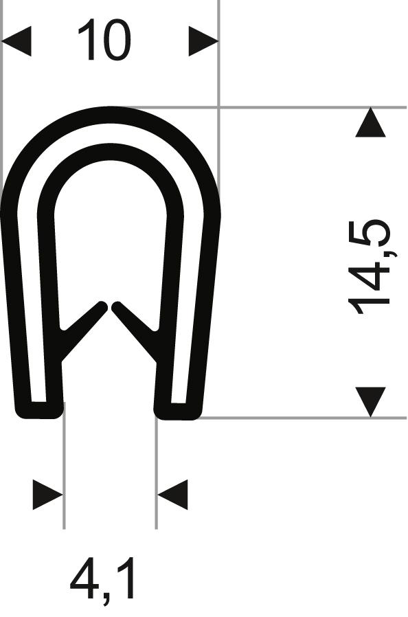 Kantenschutz flexibel rund, schwarz, 10x14,5mm, Klemmbereich 1,0-4,5mm, 25m FORTIS