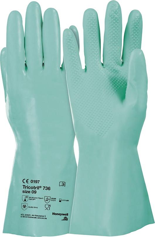 Handschuh Tricotril 736, L 300mm,Gr.9,grün Honeywell