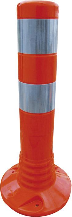Sperrpfosten rot flexibel, H450xD80 mm mit 2 reflektierenden Streifen in silber