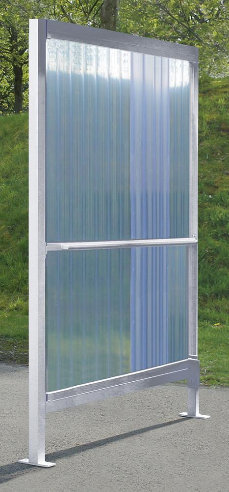 Seitenwand m.Anlehn-BügelRAL 9002 grauweiß zu Raucherunterstand Jena