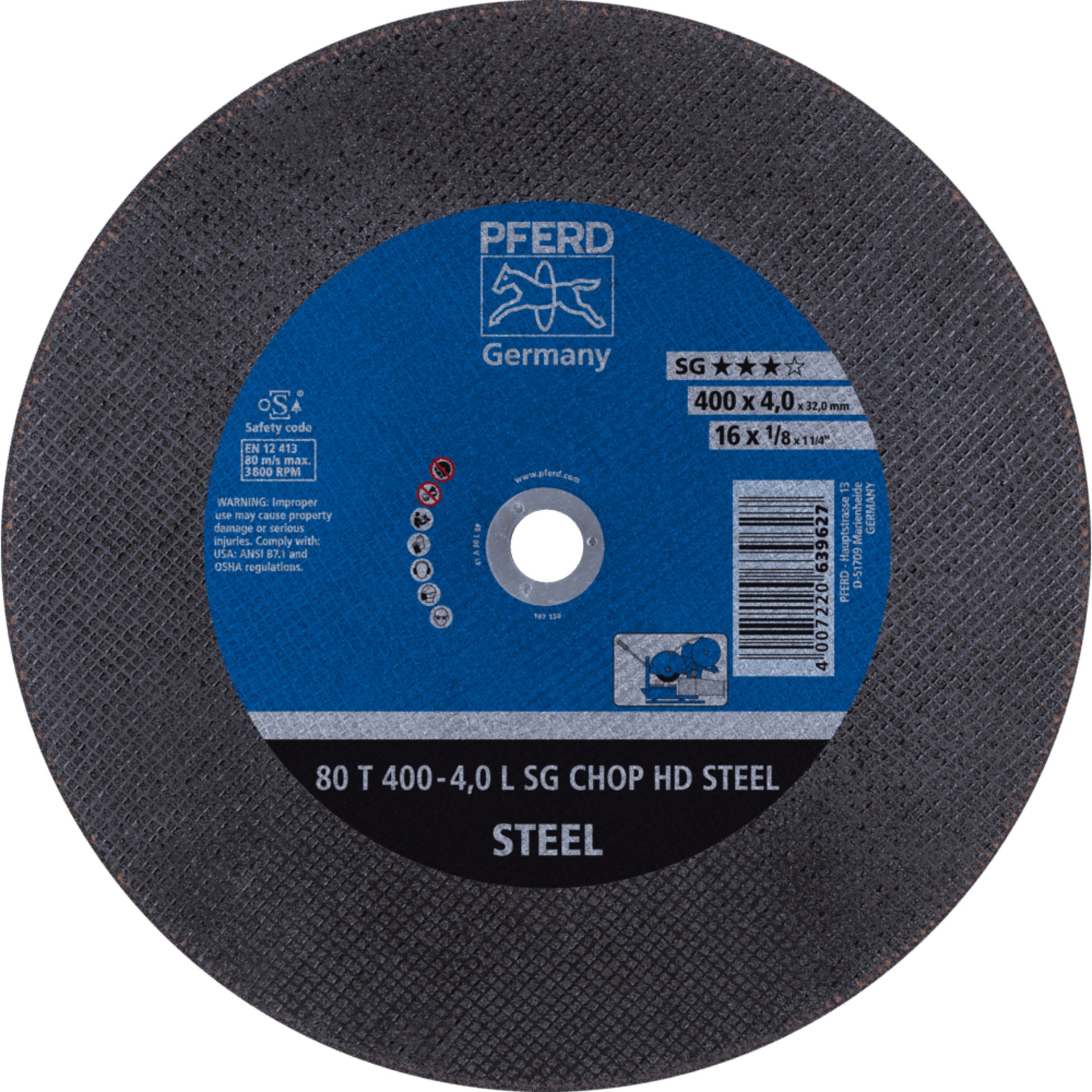 PFERD TOOLS CHOPSAW stat. Trennscheiben 80 T 400-4,0 L SG CHOP HD STEEL/32,0