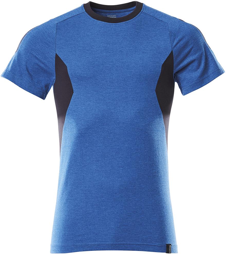 T-Shirt 18382, moderne Passform, azurblau/schwarzblau, Gr.L