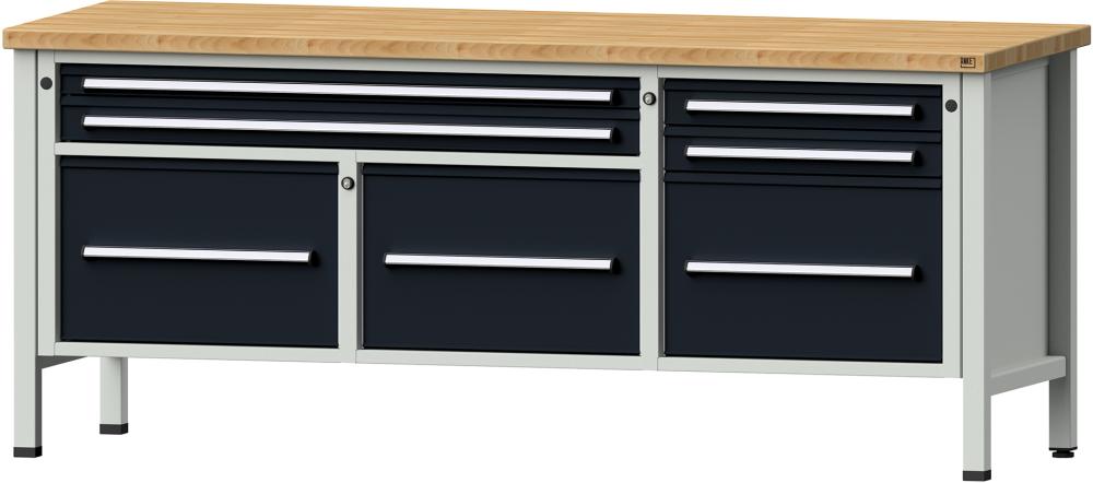 Anke Kastenwerkbank B2000xT700xH850mm RAL7035/7016 BMP: 50 mm 7 Schubladen