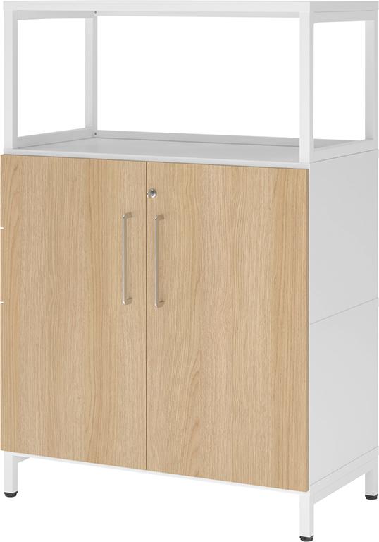 Regal FlexWall VFW38T2RU B800xT400xH1180 mm 2 OH 2 Türen m.Sockel weiß/eiche