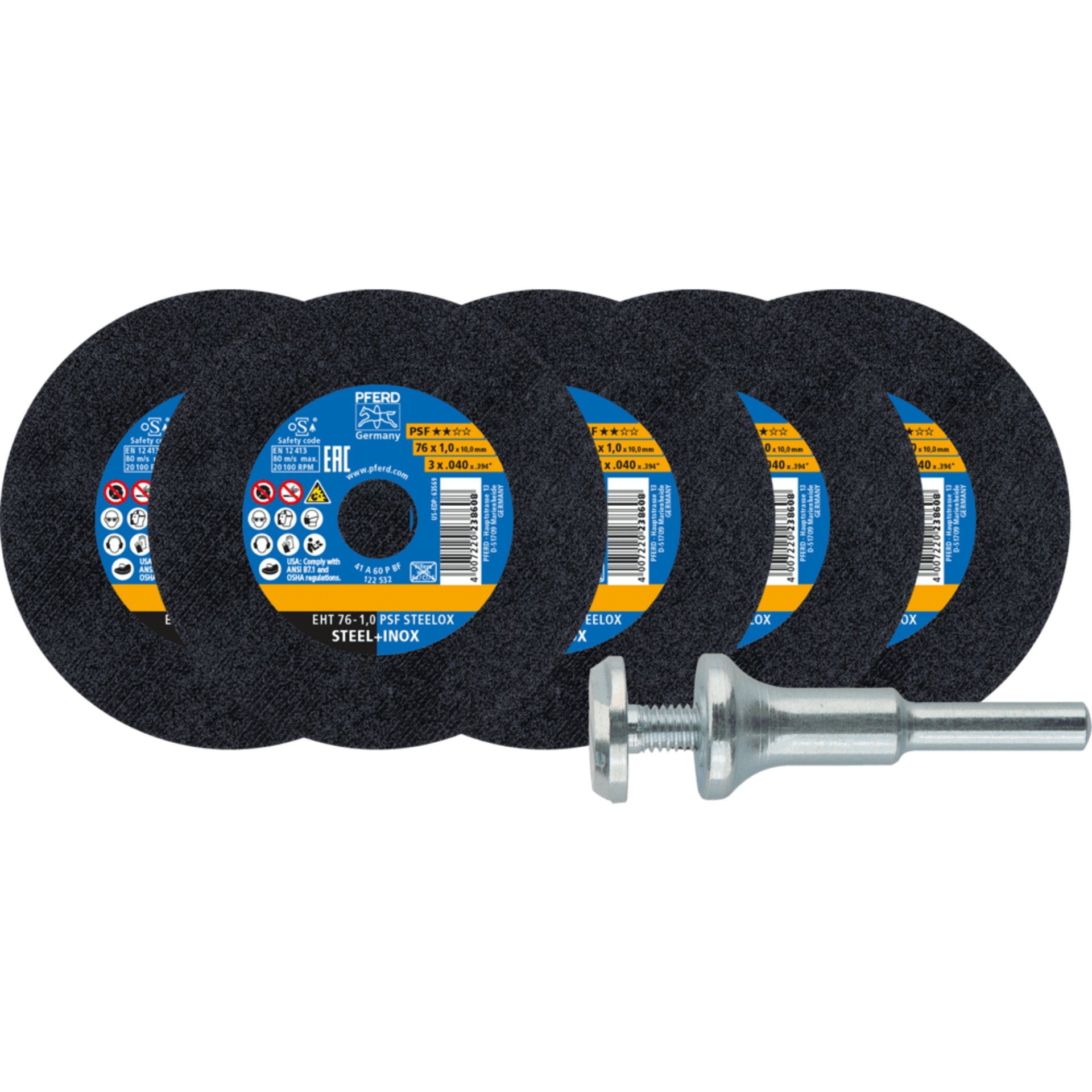 PFERD TOOLS Trennscheiben STARTKIT EHT 76-1,0 PSF STEELOX/10 (5+1)