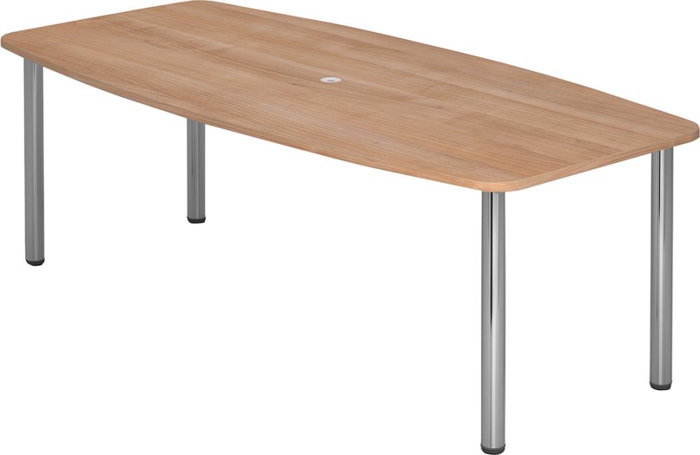 Konferenztisch Säulenfuß Chrom 2200x1030/830x720-740 Nussbaum