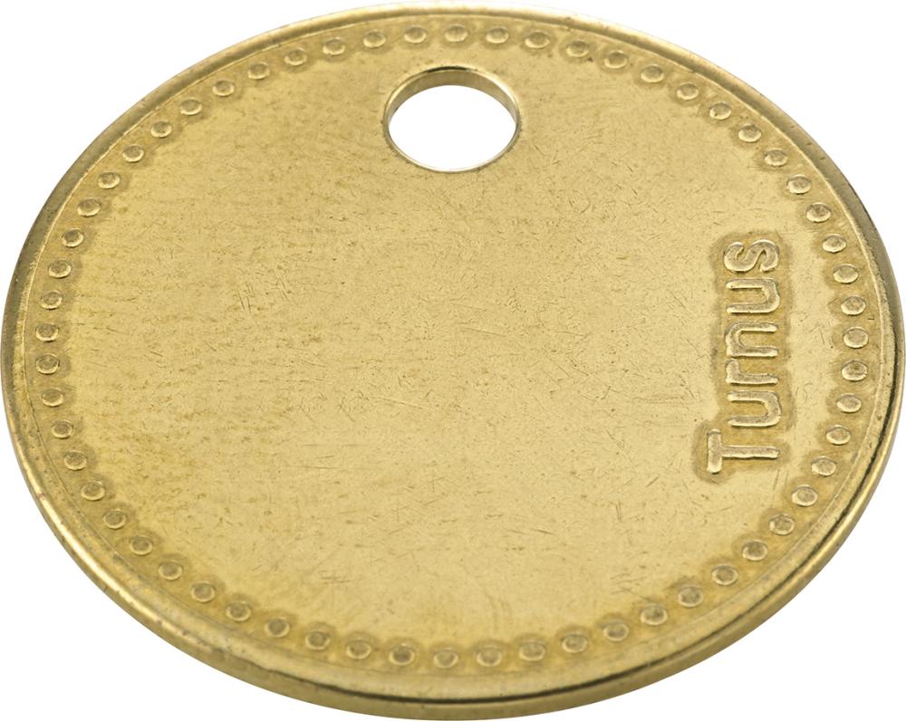 Werkzeugmarke Messing Ø 27mm, gelocht, mit Perlrand KUKKO