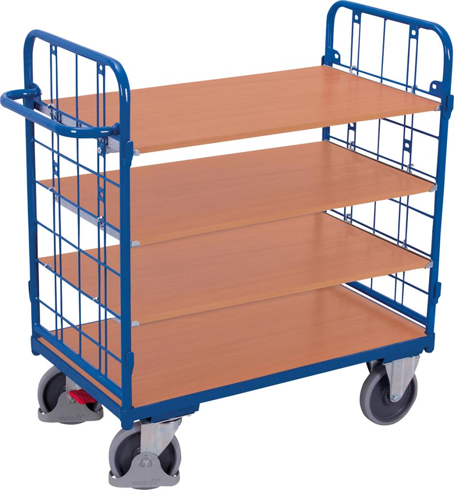 Etagenwagen 500 kg 2 WandLad. 1200x800 mm 4 Böden VarioFit