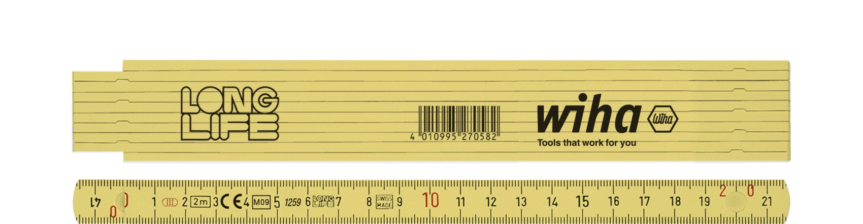 Wiha Gliedermaßstab Longlife® 2 m metrisch, 10 Glieder 15 mm (27058)