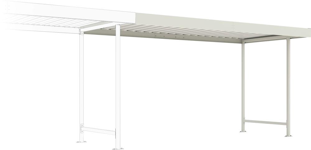 Überdachung Mod. Leipzig B4300xT2200xH2350 mm RAL 9002 grauweiß Anbaufeld einseitig