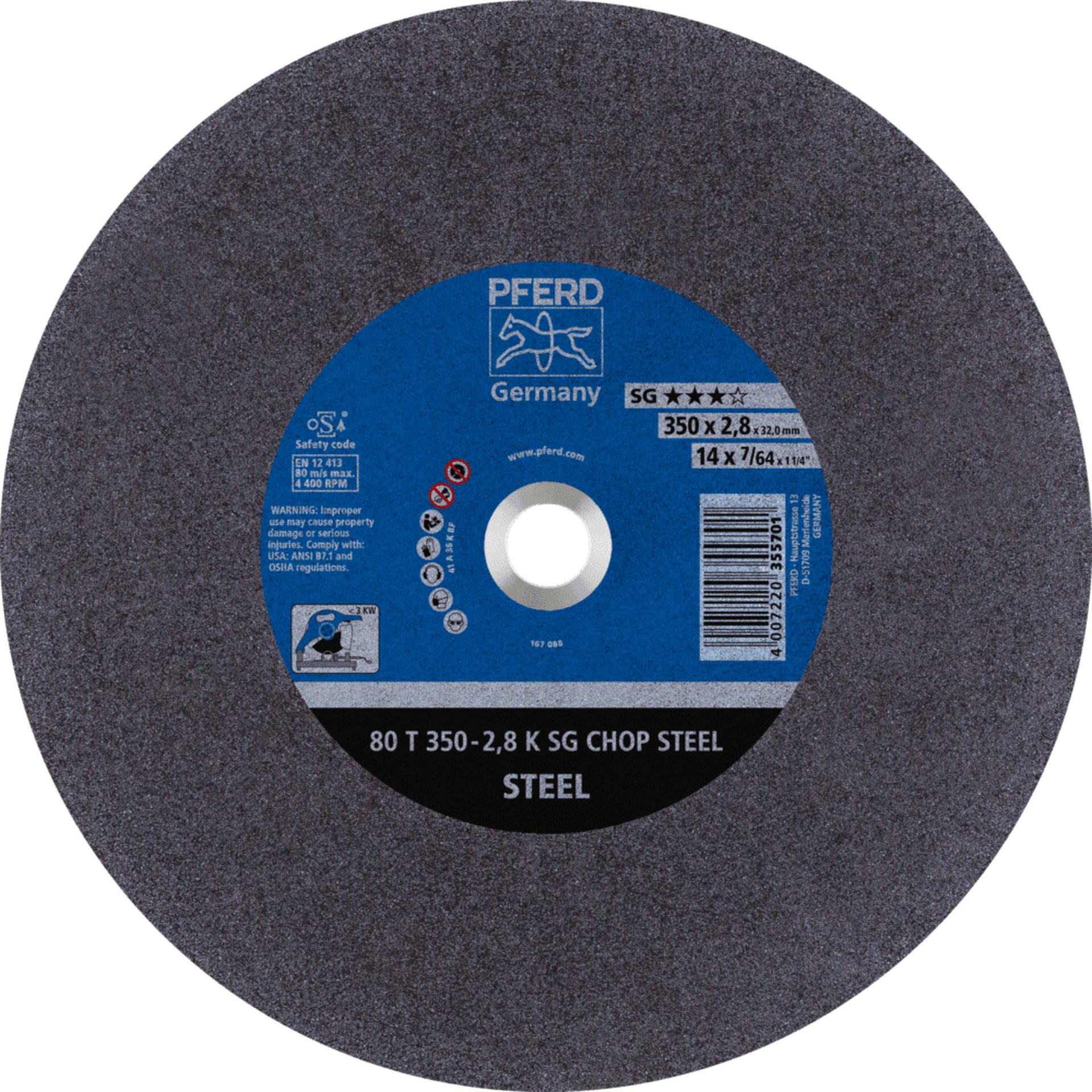 PFERD TOOLS CHOPSAW stat. Trennscheiben 80 T 350-2,8 K SG CHOP STEEL/32,0