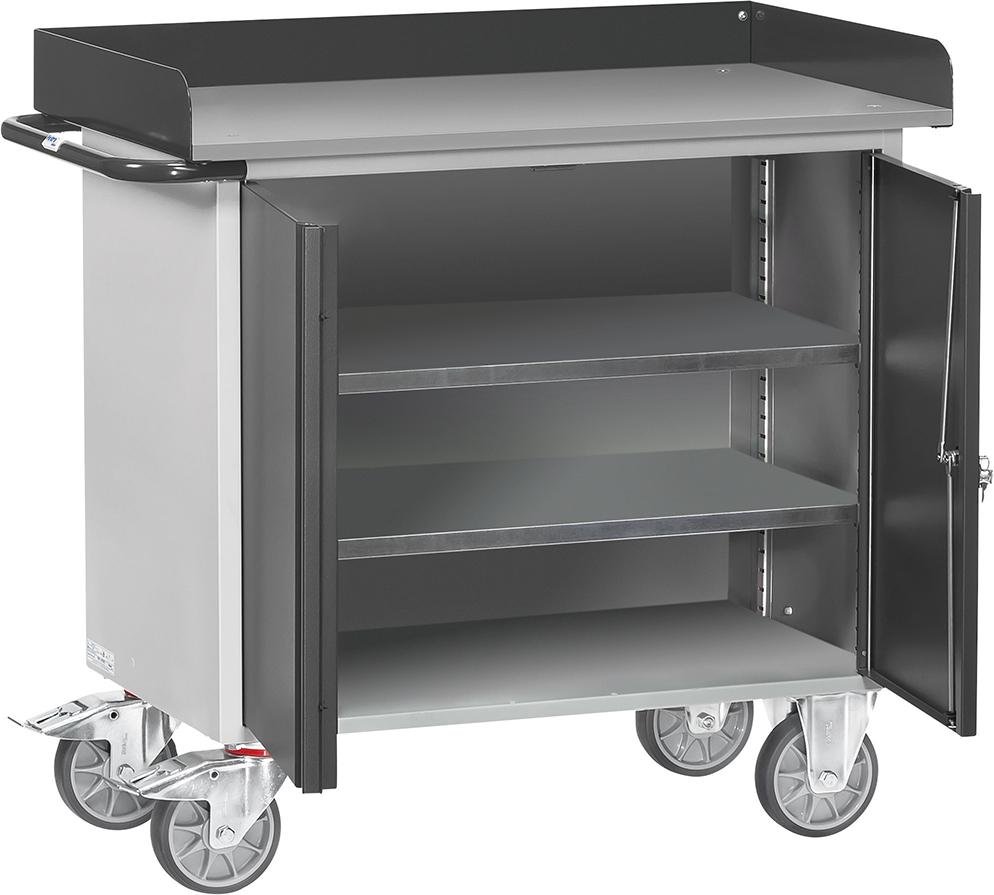 Werkstattwagen B1080xT590xH915mm RAL 7035/7016 1 Schrank