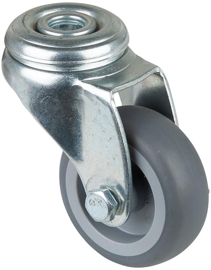 Lenkrolle 75mm,A301 Rückenloch,Gummirad,GL A301.A80.075