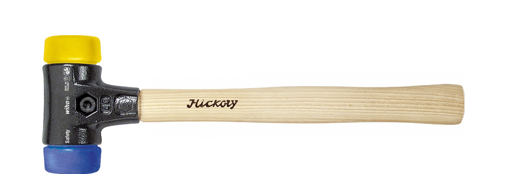 Wiha Schonhammer Safety weich/mittelhart mit Hickory-Holzstiel, Rund-Schlagkopf 50, 360 mm (26655)