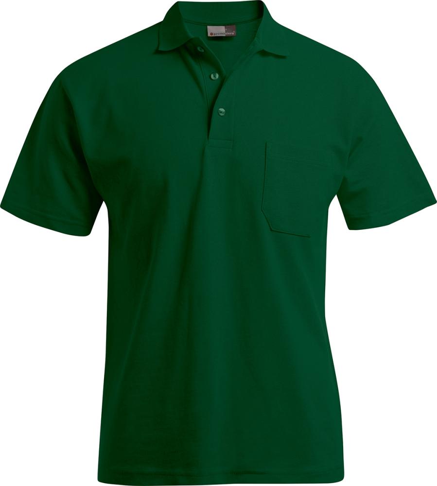 Men`s Heavy Polo Pocket, forest, Gr.XL