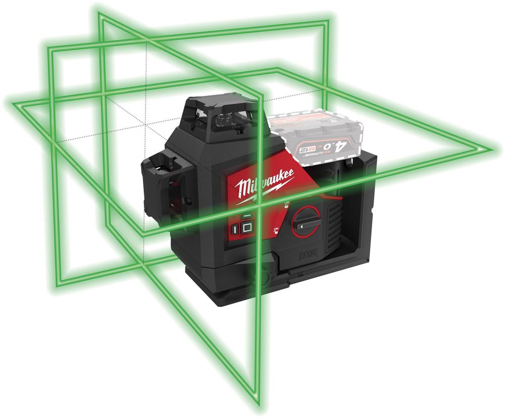 Kreuzlinienlaser Set M12 3PLKIT-401P Milwaukee1x12,0 V 4,0 Ah Ladegerät PACKOUTBox