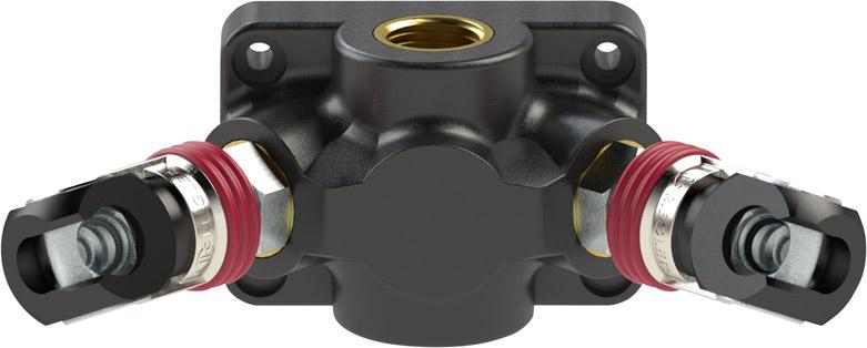 Endverteilerdose Kunststoff Innengewinde 1xG1/2" zu 2xSchwenk- Kupplung 7,2 RIEGLER