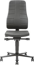 Bimos Arbeitsstuhl 9643-2000 All-In-One 2 Sitzhöhe 450-600 mm mit Rollen, PU schwarz