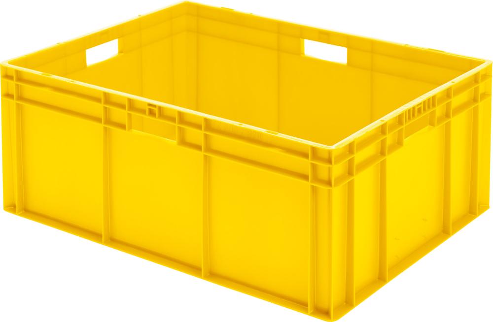 Transport-Stapelkasten B800xT600xH320 mm gelb, geschlossen mit Griffloch LA-KA-PE