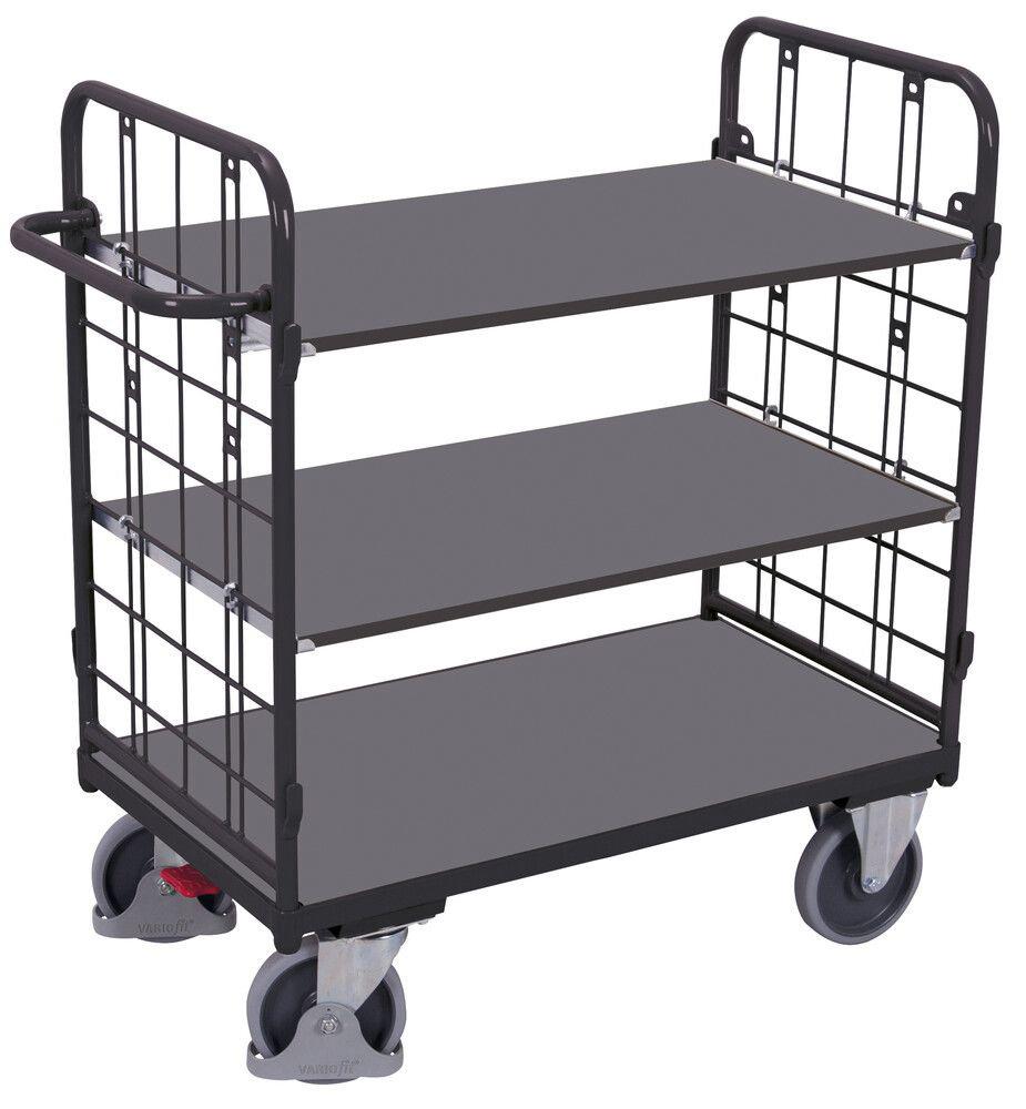 Etagenwagen Ladefläche B800xT1200 mm 3 Böden Tragkraft 500kg RAL 7016