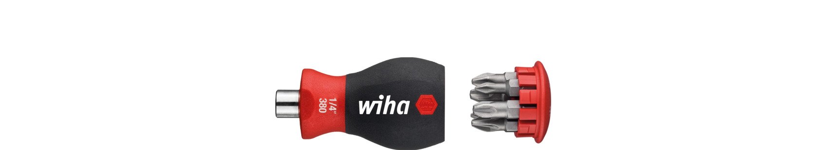 Wiha Stubby-Schraubendreher mit Bit Magazin magnetisch Phillips, Pozidriv mit 6 Bits, 1/4" (10379)