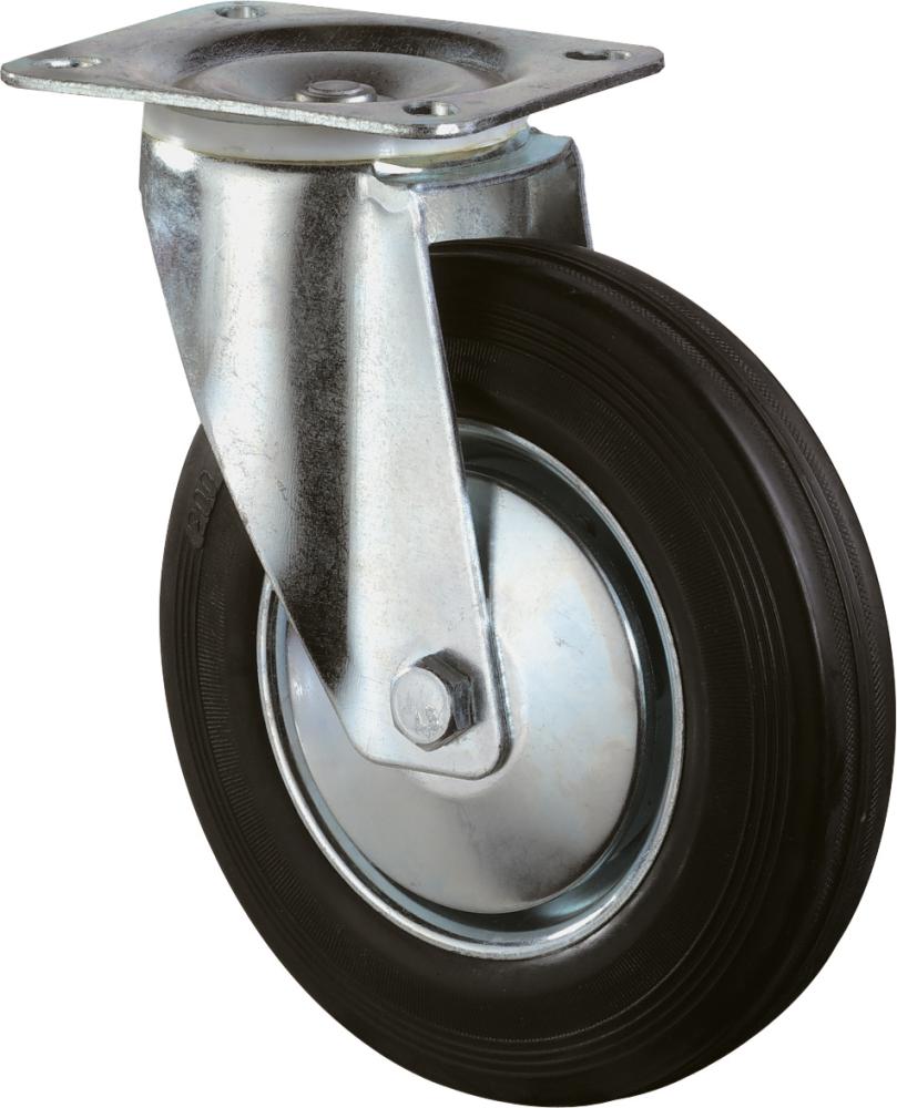 Lenkrolle 160mm L400.B55 Platte,Gummi schw.,RL L400.B55.161 BS ROLLEN