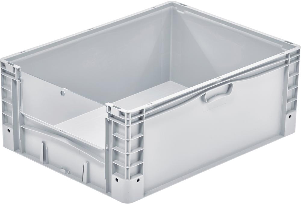 Eurobehälter B800xT600xH420 mm grau basicline plus mit Entnahmeklappe