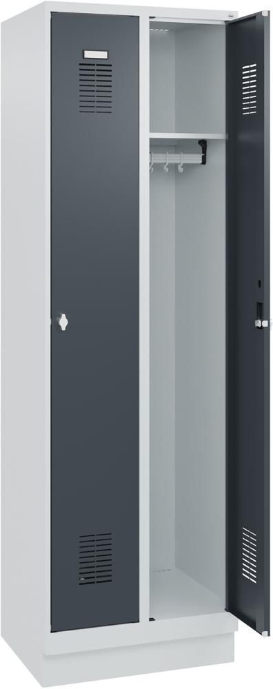 FORMAT Garderobenschrank B600xT500xH1950 mm RAL 7035/7016, 2 Abteile u. Sockel (Selbstmontage)