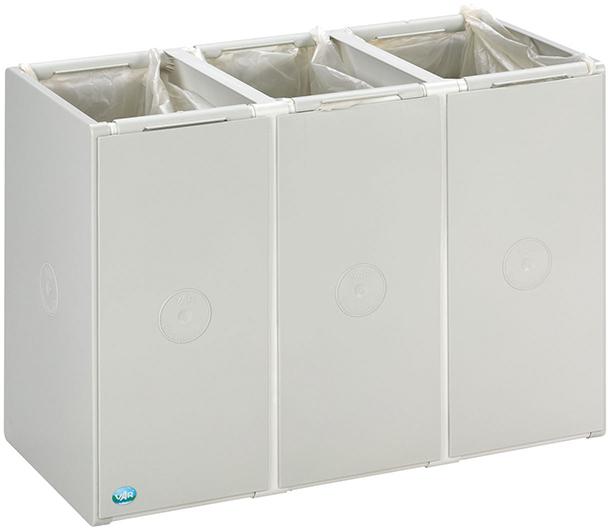 Kunststoffcontainer 40 l 3-fach, ohne Deckel lichtgrau B760xT405xH570