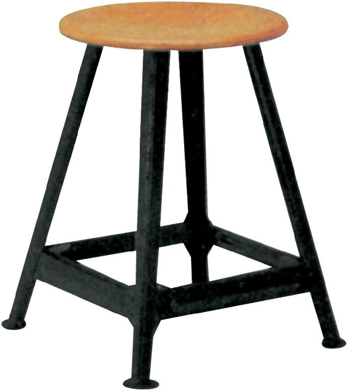 Bandstahlhocker Holz Rundsitz, RAL 9005 Vierbein, Höhe 600 mm Sitzfläche D 350 mm