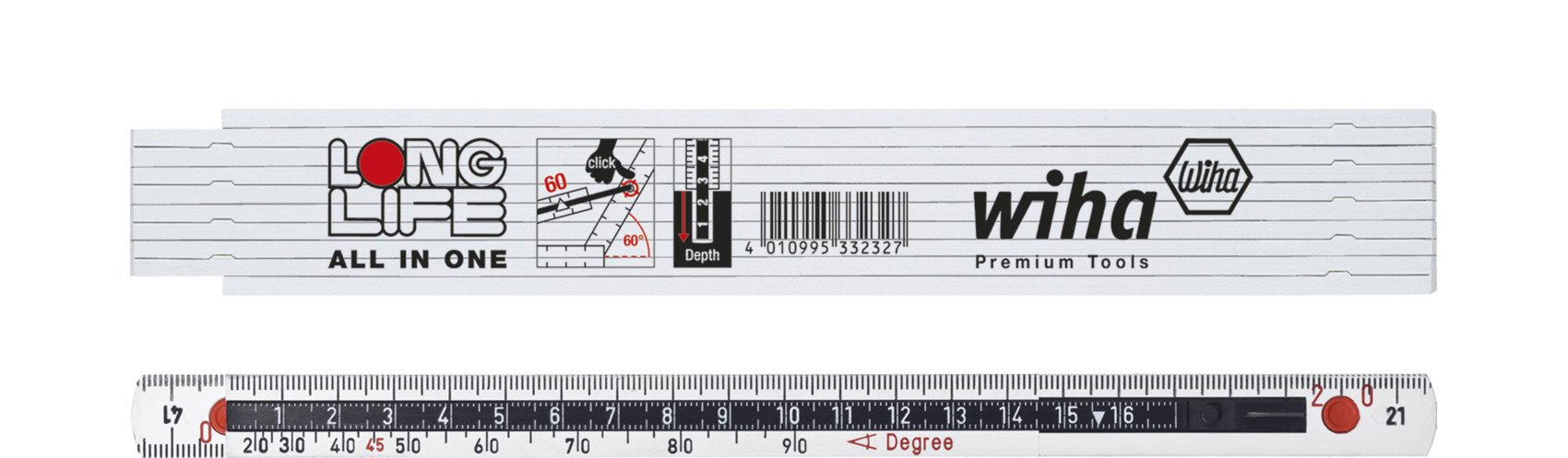 Wiha Gliedermaßstab Longlife® All in One 2 m metrisch, 10 Glieder 15 mm (33232)