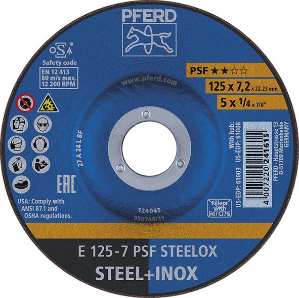 Schruppscheibe gekröpft PSFSTEELOX 180x7mm PFERD