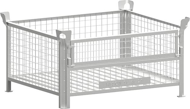 Gitterbehälter verzinkt B1200xT1000xH600 mm Nutzlast 1t Auflast 4t 1/2 Klappe