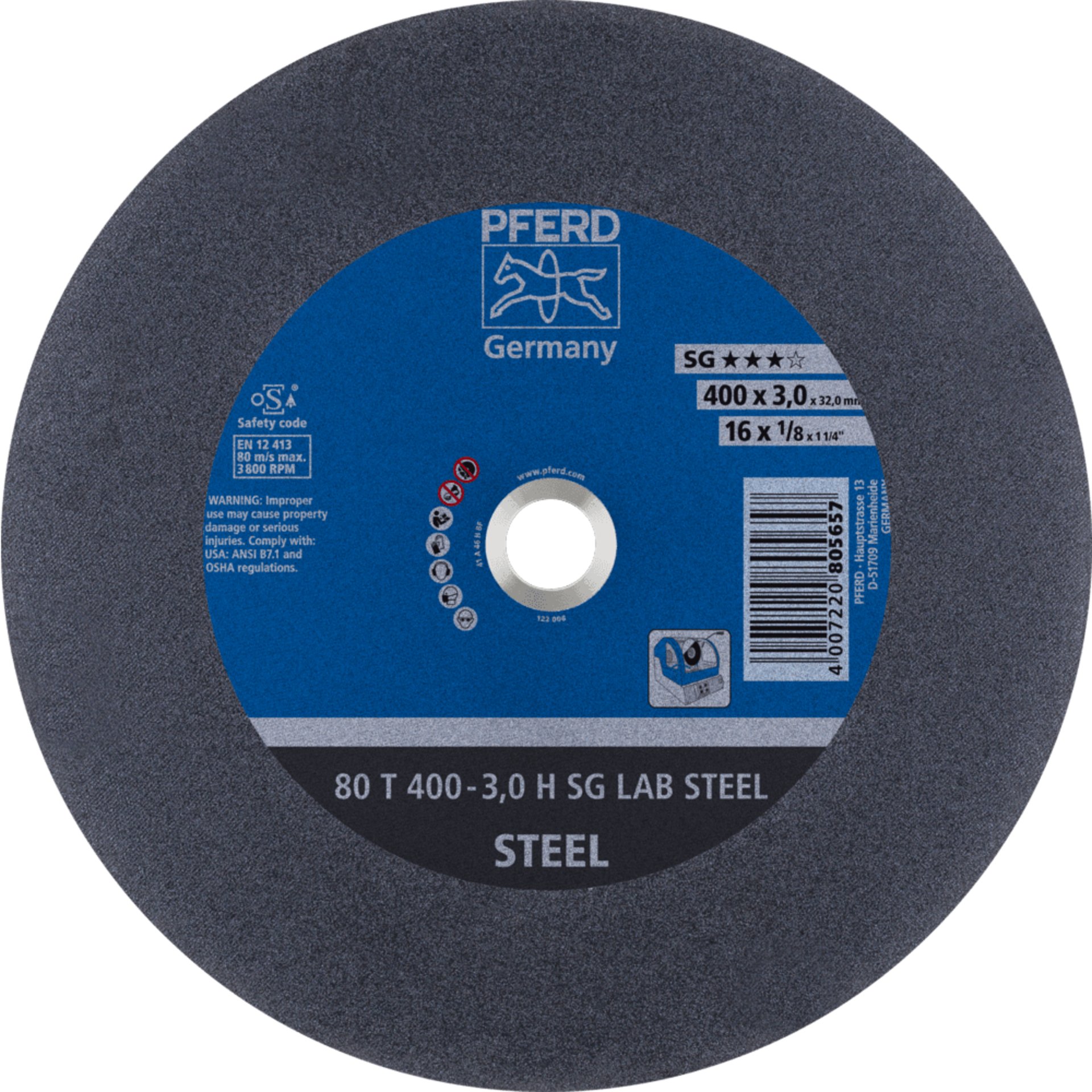 PFERD TOOLS LABOR SG stat. Trennscheiben 80 T 400-3,0 H SG LAB STEEL/32,0