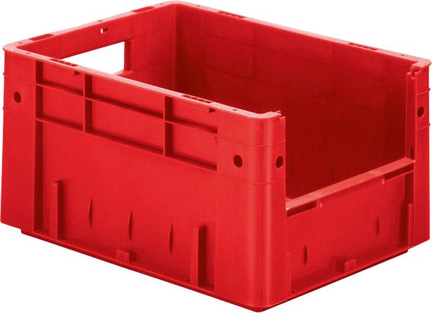 Sichtlagerkasten rot B300xT400xH210 mm Auflast 500kg, VE 4 Stk. mit Griffloch LA-KA-PE