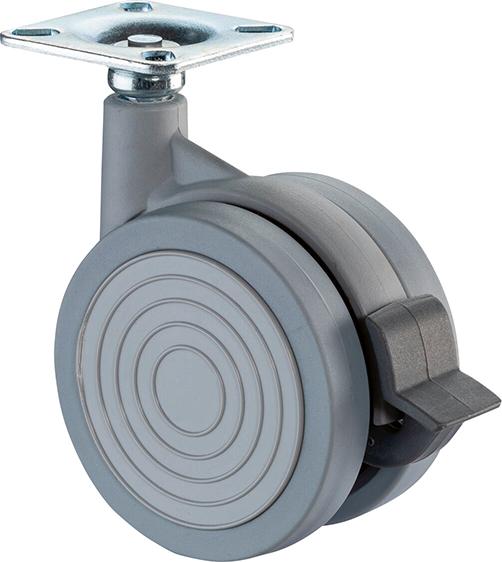 Kunststoff Doppelrolle F341.075 mit Platte,Ø 75 50kg,Kunststoff