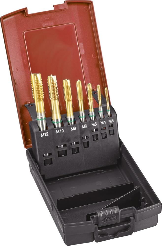 Maschinengewindebohrer- Set DIN371/376 TiN Typ UNI 6H DurchgangslochM3-M12 FORMAT