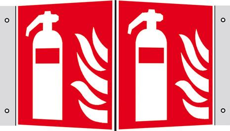 Brandschutzsschild, Feuerlöscher als Winkelschild