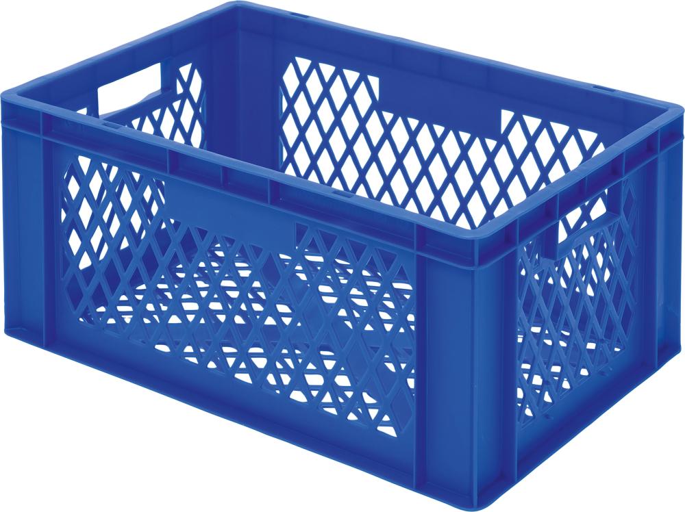 Transport-Stapelkasten B600xT400xH270 mm blau, kpl. durchbrochen mit Griffloch LA-KA-PE