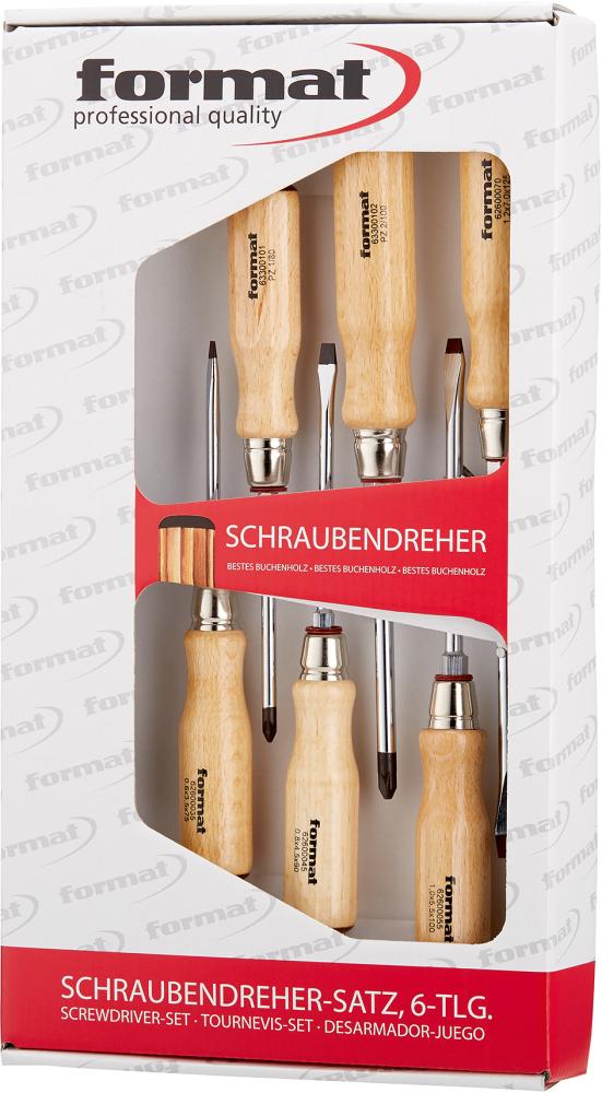 Schraubendreher-Satz Holzheft Schlitz/PZ 6-teilig FORMAT