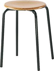 Hocker m. Holzsitz schwarz/buche