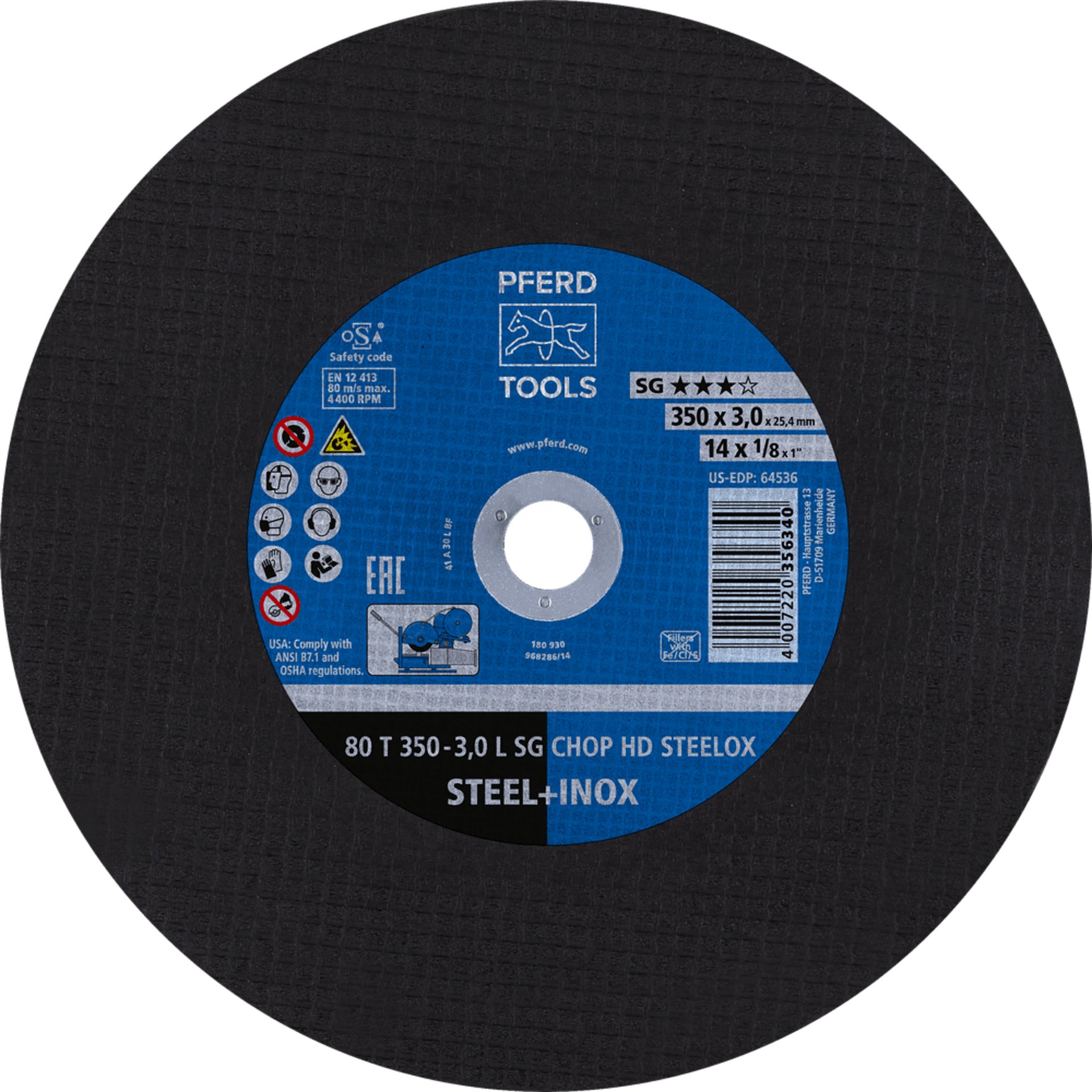 PFERD TOOLS CHOPSAW stat. Trennscheiben 80 T 350-3,0 L SG CHOP HD STEELOX/25,4