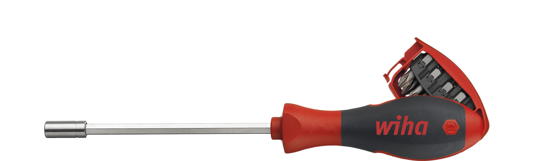 Wiha Schraubendreher mit Bit Magazin magnetisch gemischt mit 8 Bits, 1/4" (33007)
